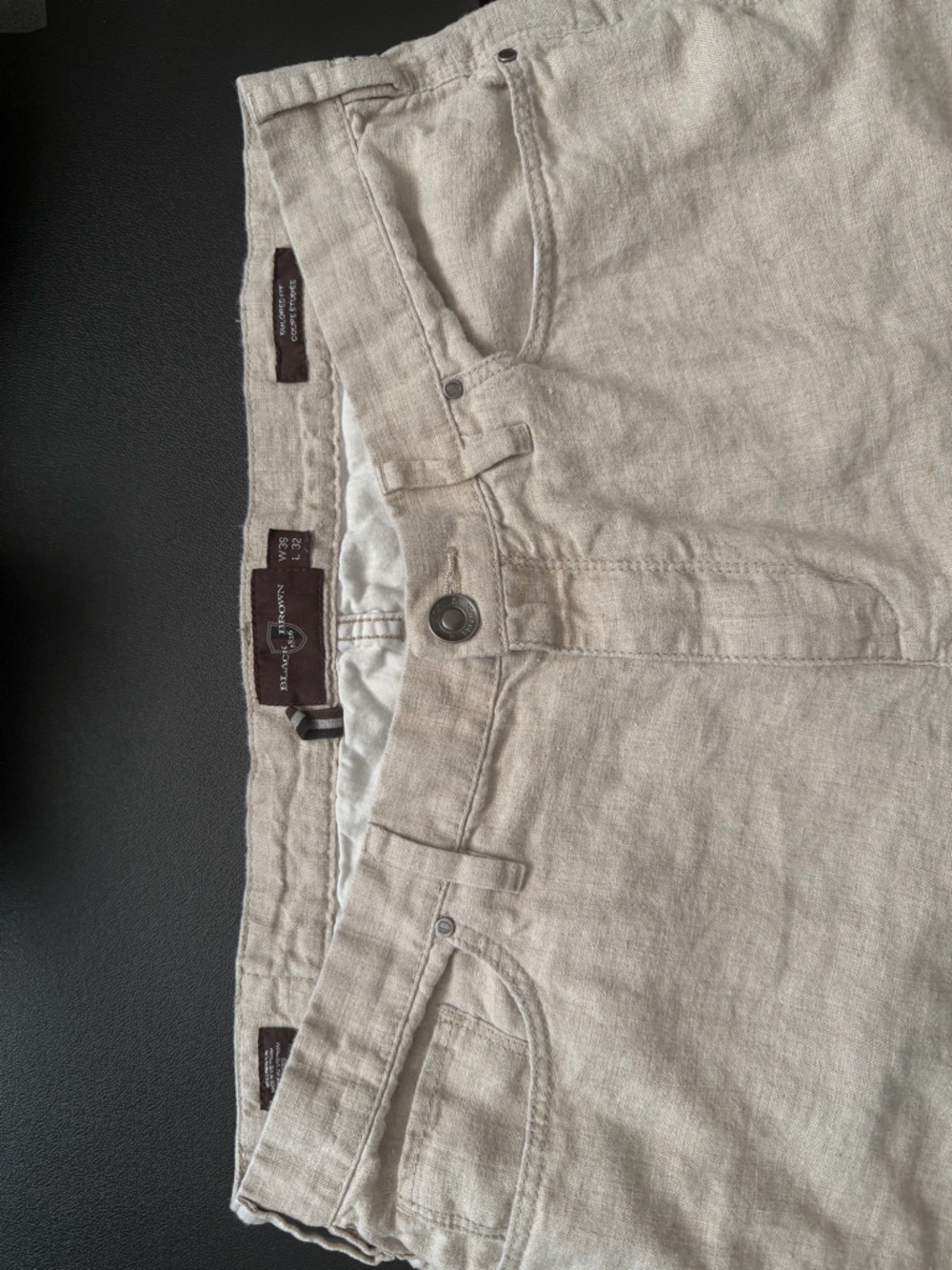 Black Brown 1826 Men’s Linen Pants W36 L32 Beige Tan Dress Casual Summer